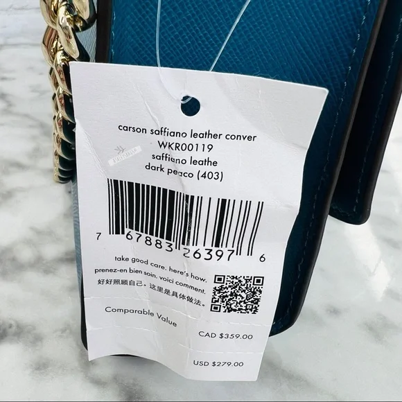 Kate Spade Carson Teal Blue Dark Peacock Convertible Chain Crossbody - Picture 8 of 9